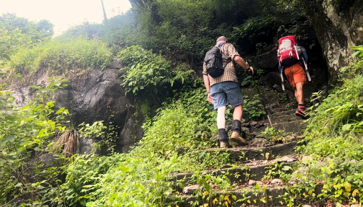 Trail from Jagat to Dharapani, on day 3 of Annapurna Circuit Trek.