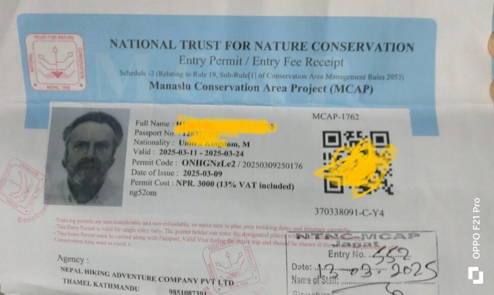 Nepal Trekking Permit & Restricted Area Permit Fee 2025