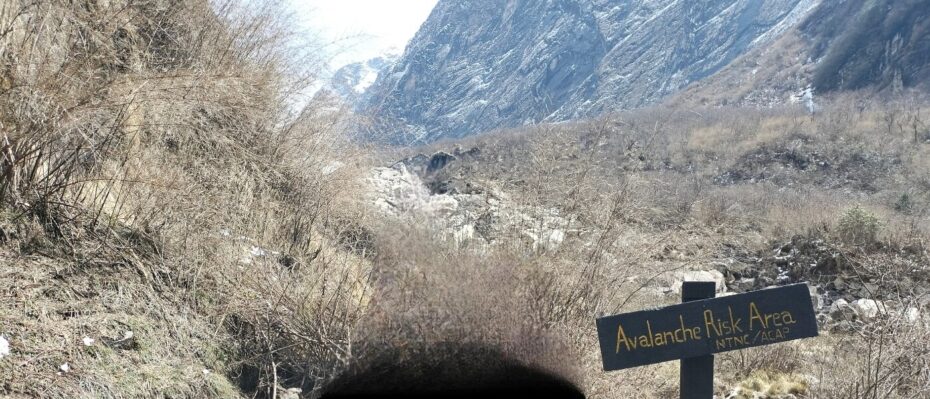 Avalance risk zone during the annapurna base camp trek