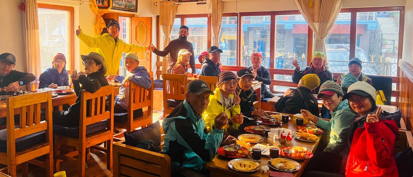 lunch time at the tea houses during the trek