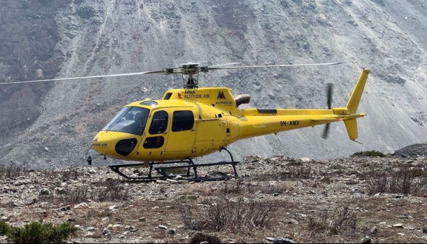 Helicopter in mountains areas