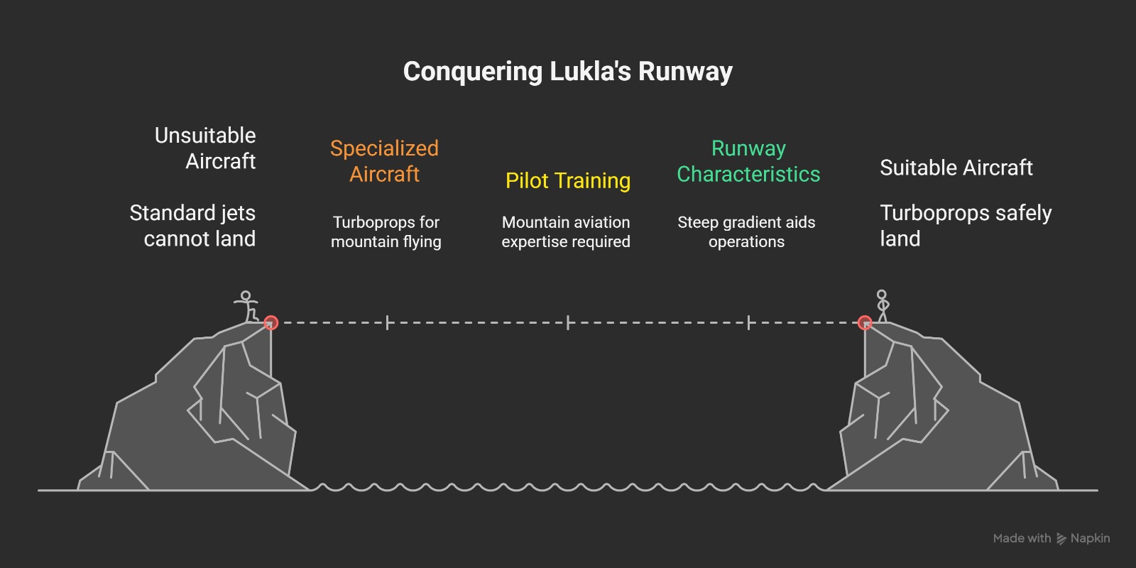 Lukla Airport technical and runway infography