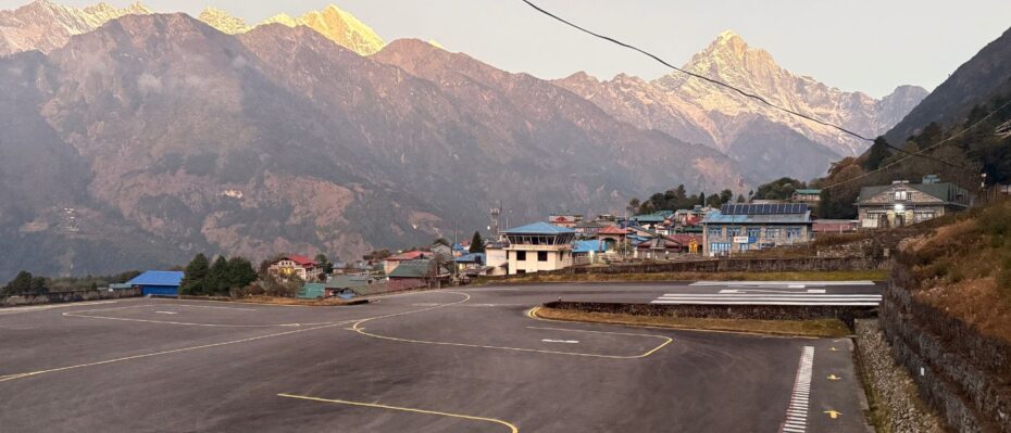 Lukla Airport runway and plane parking area