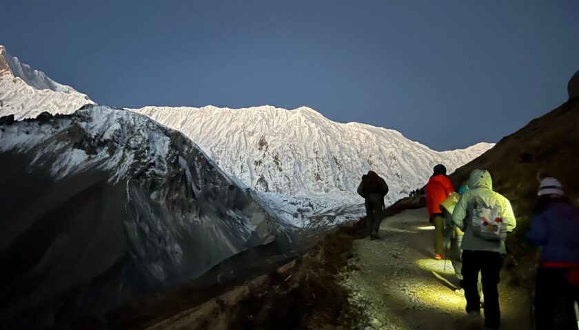 trekkers walking on the trails
