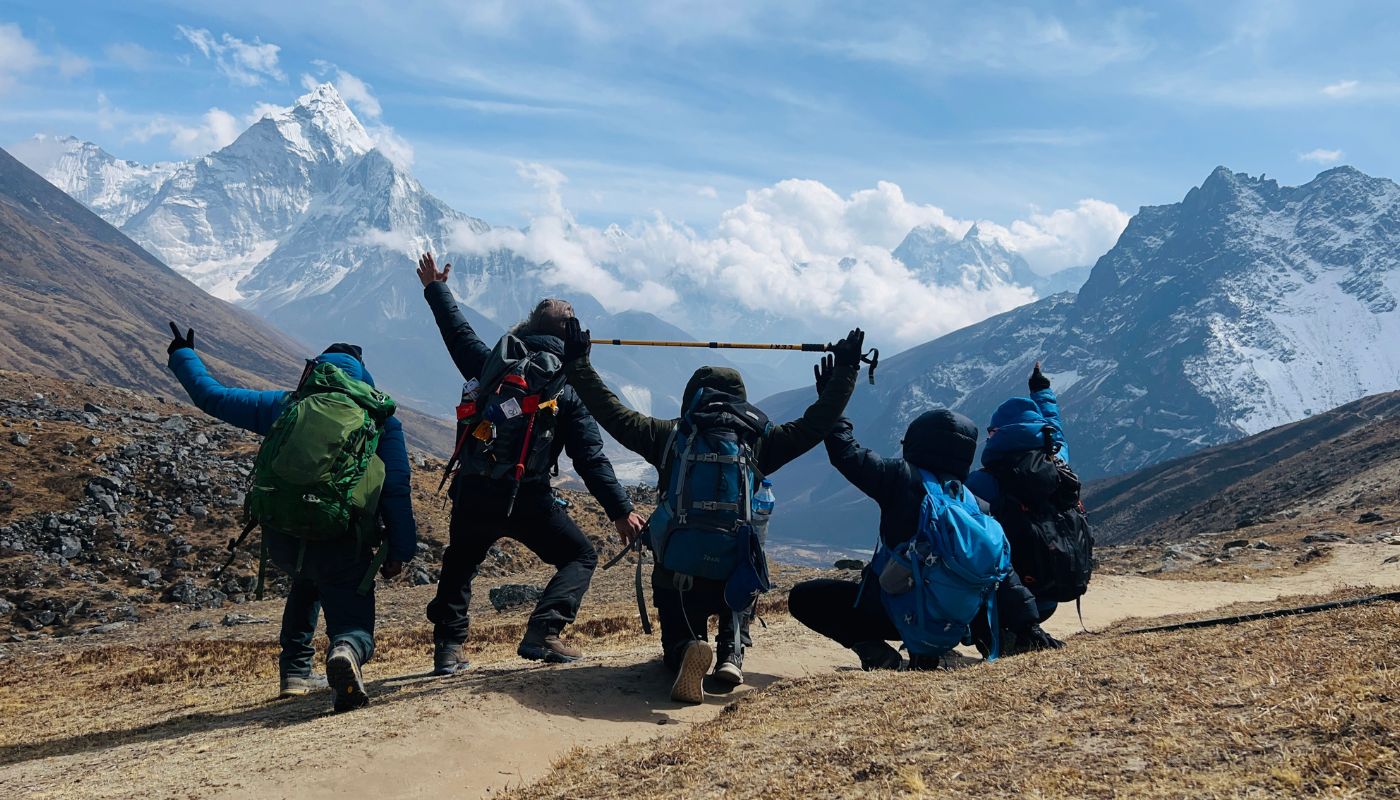 Trekkers walking into the trekking trails